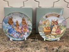 Vintage Avon Easter Plates 1991 & 1992 Set of 2 - 22k Gold Trim Colorful Spring picture