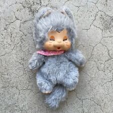 Nyamy Monchhichi Gray Kitty Rubber Face Thumb Sucking Plush Doll 1979(Nappy) picture
