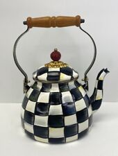 Mackenzie Childs Courtly Check Large 3 Quart Tea Kettle w/ Cinnabar Lid Top picture