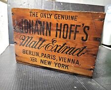 NICE  1800's Johann Hoff's Malt Extract  WOOD SHIPPING CRATE box picture