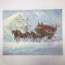 Vtg Holiday Stagecoach Hawthorne Sommerfield Christmas Card 386-4 Litho picture