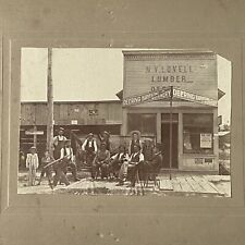 Antique Cabinet Card Photograph NV Lovell Lumber Store Men Advertising Signs picture