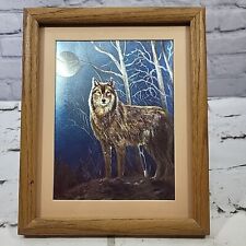 VTG Wolf Foil Art Framed Picture Alaska Wildlife By Metal Etchings Of Arizona  picture