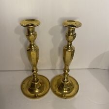 Vintage Pair Of Solid Brass Candlesticks Candle Holders picture