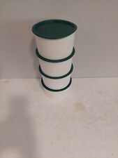 Tupperware Canister set of 4 white with green lids picture