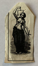 INTERESTING EPHEMERA PARTIALLY NUDE WOMAN HOLDING A SCALE AND SWORD picture
