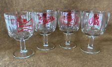 Vintage Beer Glass Thumbprint Goblet Lot of 4 ~ BUD, Stroh's, Miller, OLY ~ Red picture