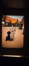 KU09 35MM SLIDE Americana photo Photograph BOY IN WOODEN SHOES POSES WITH MAN picture