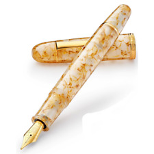 Penlux Masterpiece Grande Fountain Pen in Golden Crystal - Fine Point - NEW picture