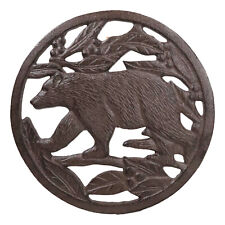 Cast Iron Western Rustic Black Bear By Tree Branches Decorative Table Trivet picture