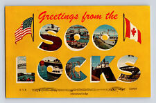 c1968 Big Letter Multi-View Greetings from Soo Locks Michigan MI Postcard picture