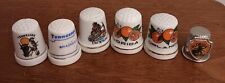 Vntg Porcelain State Thimbles Assorted Lot Of 6 FL, TN, CA 1 Stainless picture