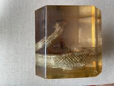 Vintage RARE Taxidermy Rattlesnake Darkened Lucite Home Decor Paperweight  4x4.5 picture