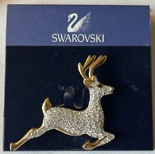 SIGNED SWAROVSKI PAVE' CRYSTAL REINDEER PIN /BROOCH RETIRED RARE NWT picture