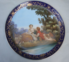 ANTIQUE FRENCH CABINET PLATE SIGNED COBALT BLUE CRUST GOLD GILT RIM F BOUCHER picture