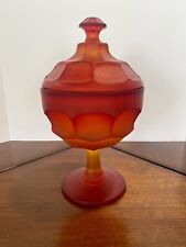 Westmoreland Glass Candy Dish Orange Red Satin Footed With Lid Hand Made *flaw* picture