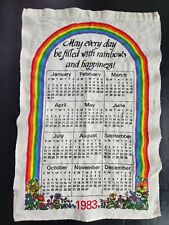 1983 Rainbow Calendar Tea Towel Kitchen Linen Bright Cheerful Kitschy Vtg Pride picture