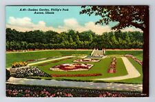 Aurora IL-Illinois, Sunken Garden, Phillip's Park Antique Vintage c1952 Postcard picture