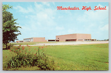 Postcard North Manchester, Indiana, Manchester High School A607 picture