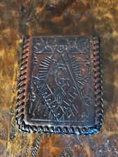 Masonic Leather Wallet Hand Tooled Vintage Brown Freemasonry  picture