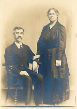 c.1890s sepia Photograph older couple very cool   4.25 X 6.5
