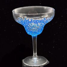 Fine Studio Art Glass Blue Fused Speckled Margarita Goblet 7”T 5”W Vintage picture