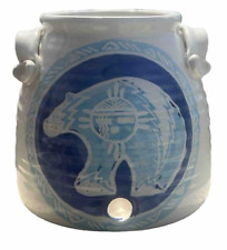 Vtg Native American Acoma Pottery Water Jug Jar Spirit Bear Vessel Arizona picture