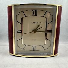 Vintage Linden Quartz Brass Trim Desk Clock Taiwan - Works picture
