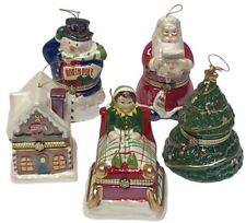 Set Of 5 Mr Christmas Musical & Motion Hinged Trinket  Ornaments & Gift  Bags picture