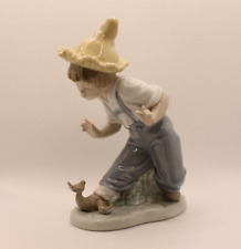 Little Visitors NAO Lladro Porcelain Figurine 1988 Country Boy Birds on Foot Vtg picture