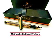 CROSS METROPOLIS Black Lacquer and 23K Gold Plated Rollerball Pen Vintage W/Box picture
