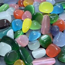 Cats Eye Flashy Colored Glass Tumbled (1 Kilo)(2.2 LBs) Polished Stones picture