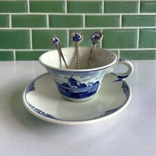 Authentic Royal Delft Original Blue Design Tea Cup and Saucer Set With 3 Spoons picture