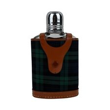 Noymer Green Plaid Flask Real Hide Made in England picture