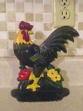 Vintage Standin Painted Metal Rooster Sculpture, Old Fashioned Figurine 8x6.5