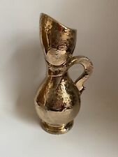 Savoy China Weeping 24K Gold Splatter Pottery Pitcher Vase 12”H Vintage 1950s picture
