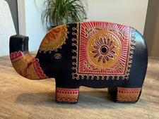 Elephant Shaped Leather Piggy Coin Bank. picture
