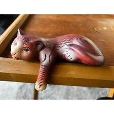 Vintage Signed Mexican Folk Art Pottery Cat Shelf Sitter picture