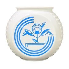 Vtg White Pressed Milk Glass Art Deco Floral Grease Jar Vase Planter Americana picture