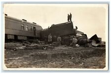 c1910's Railroad Wreck Accident Rock Island IL RPPC Photo Antique Postcard picture