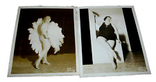 Two 8x10 Photos 1930s-1940s Burlesque Statuesque Woman Feather Fan picture