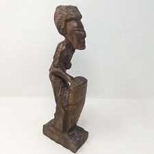 Exquisite Mid Century African Hand-Carved Wooden Drummer Sculpture picture