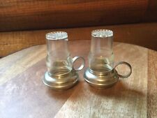 Mini Vintage Salt & Pepper Shakers Lantern Style Metal and Plastic picture