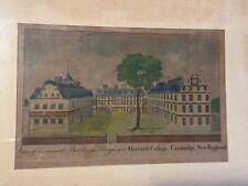 1726 view of Harvard hand tinted engraving Trenchard Columbian Magazine in 1788 picture