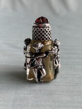 FRANCE EXQUISITE ANGEL CUPID MOUNTED SILVER TONE MINI PERFUME BOTTLE picture