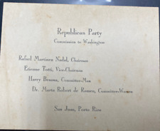 Puerto Rico, 1929, REPUBLICAN PARTY CARD, Porto Rico Commission to Washington picture