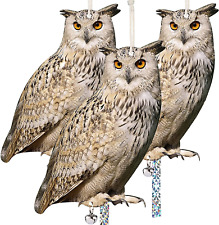 Owl to Keep Birds Away, 3 Pack Bird Scare Owl Fake Owl, Reflective Hanging Bird picture