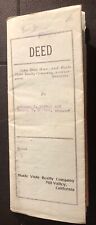 1909 Deed  Mill Valley California Tamalpais Land And Water Co Marin County CA picture