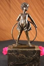 Collectible/Gift Signed Gorgeous Lady Holding Hula Hoop By Preiss Bronze Figure picture