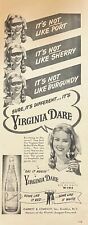 Rare 1940s Vintage Original Virginia Dare White and Red Wine Advertisement Ad picture